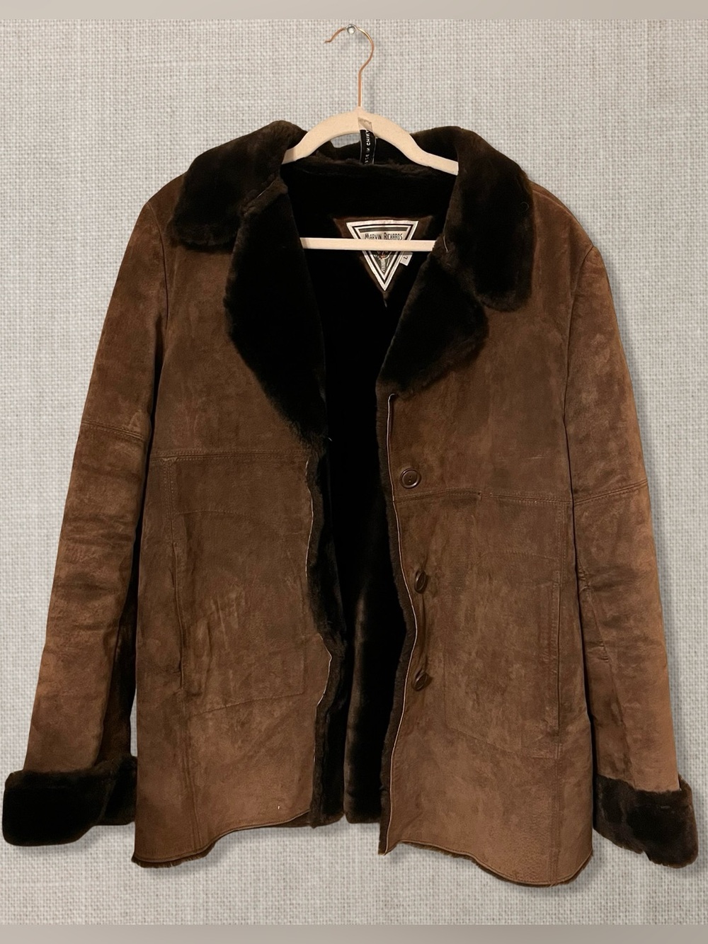 Vintage Marvin Richards Dark Brown Coat with Faux Fur Lining
